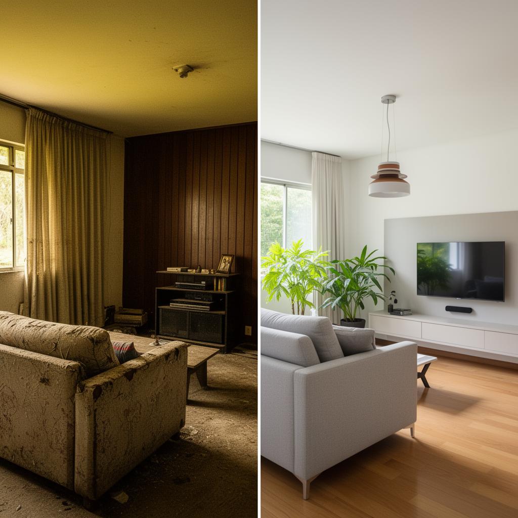 Reforma de Sala de Estar — antes e depois