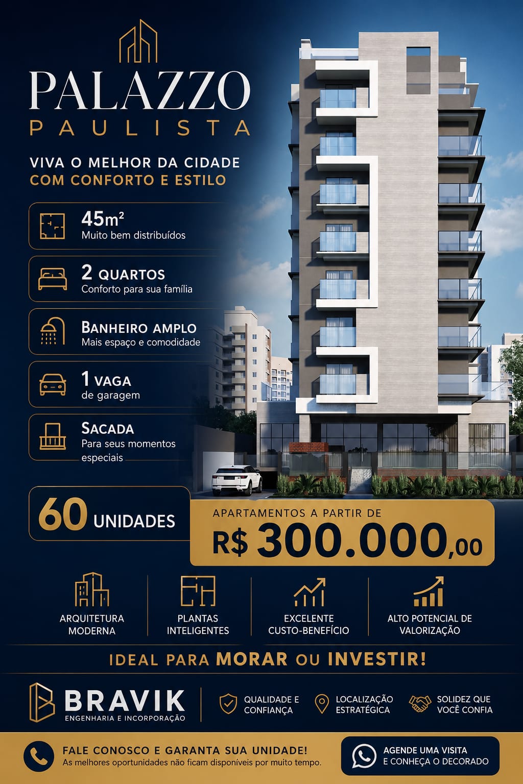 Palazzo Paulista - empreendimento Bravik com apartamentos a partir de R$ 300.000